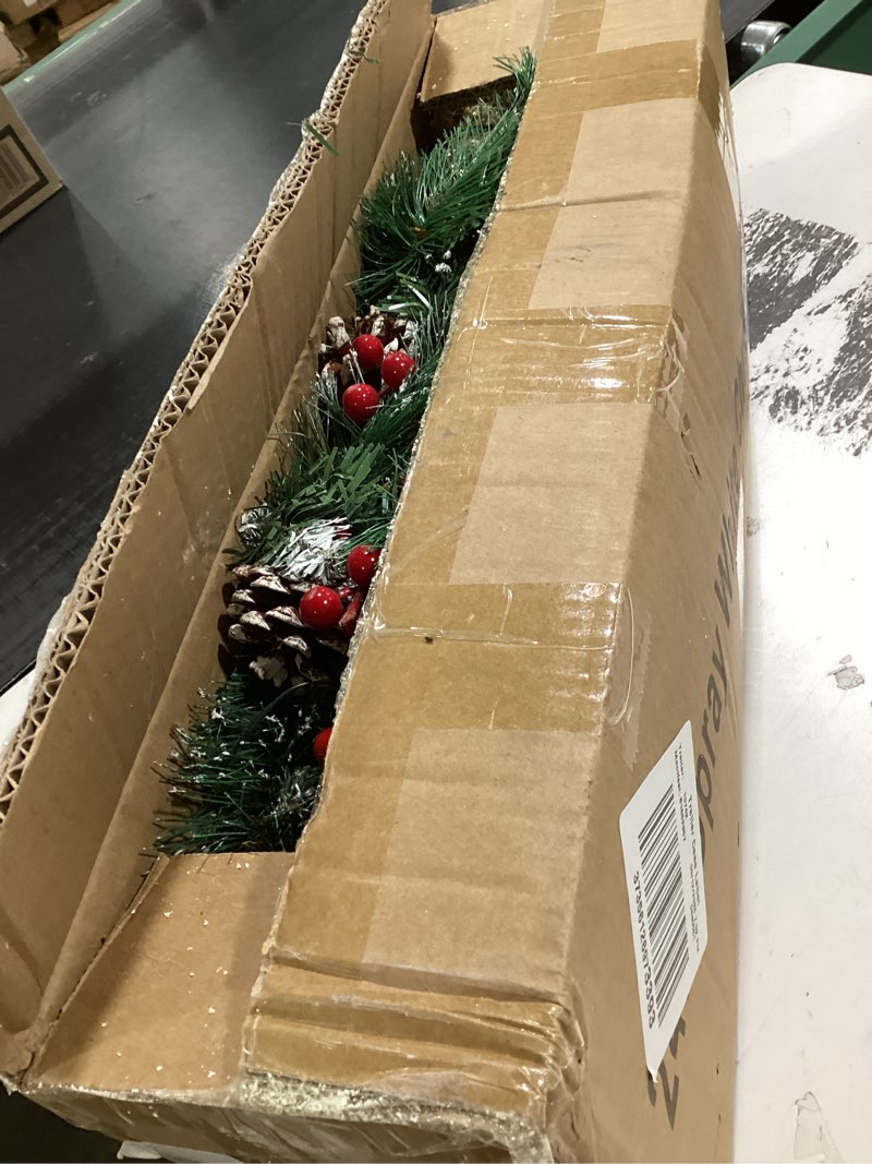 Condition photo showing Good Condition for 24 Inch Outdoor Christmas Tree Frosted Urn Filler 2 Set, Pre-lit Artificial Xmas Tree with 50 LED Lights, Realistic Carolina Pine and Berries for Pathway, Porch, Driveway, Yard 2ft