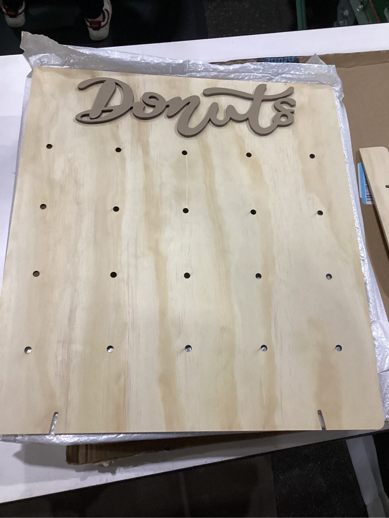 Condition photo showing Good Condition for donut wall display stand, 2pcs wooden doughnut holder display 32 donuts, donut holder board for donut grow up party, birthday, wedding, baby shower, donut party decorations (natural) natural 2 pcs 13.4x17.7 inch