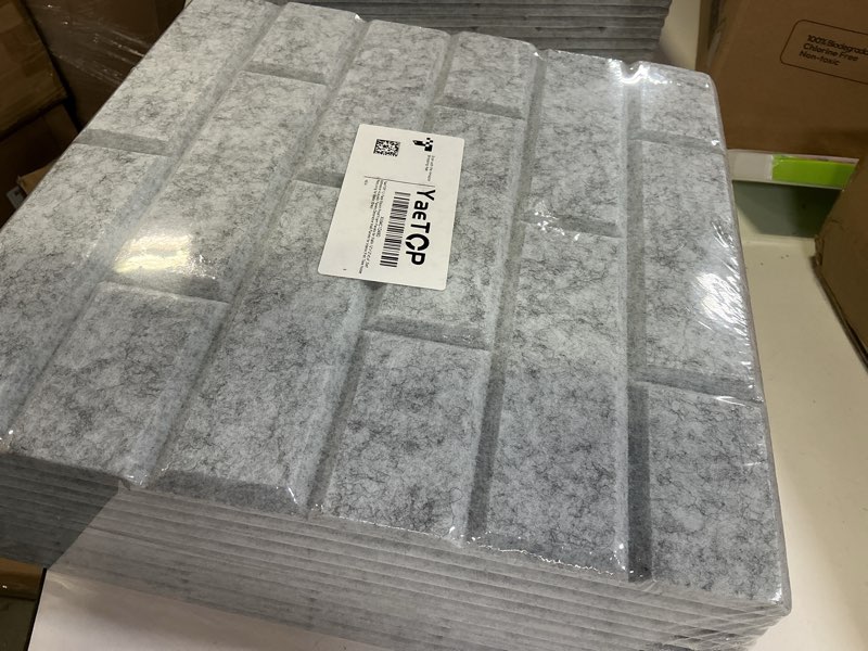 Condition photo showing Good Condition for 12 Pack Sound Proof Foam Panels for Walls 12"x12"x0.4'',Self Adhesive Acoustic Panels,Decorative Wall Panels for Interior,Felt Tiles Noise Reducing for Walls (Gray)