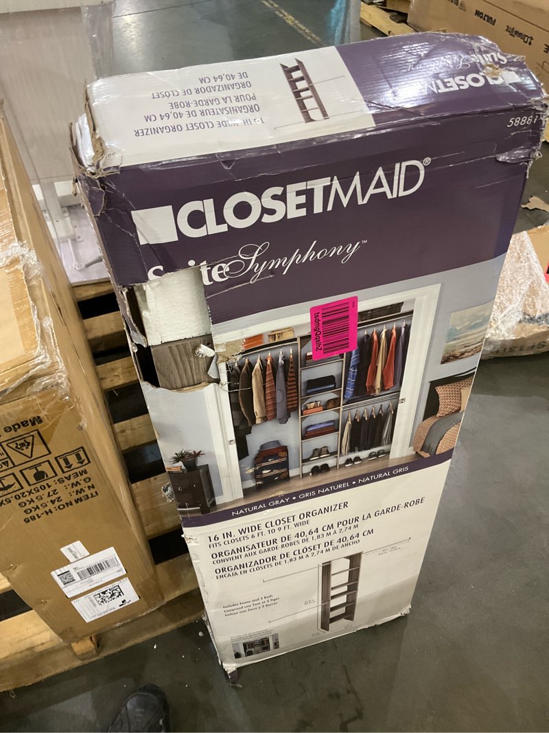 16 IN. WIDE CLOSET ORGANIZER FITS CLOSETS 6 FT. TO 9 FT. WIDE ORGANISATEUR DE 40,64 CM POU CONVIENT AUX GARDE-ROBES DE 1,83 M À 2,74 M ORGANIZADOR DE CLÓSET DE 40,64 ENCAJA EN CLÓSETS DE 1,83 M A 2,74 M DE ANCHO