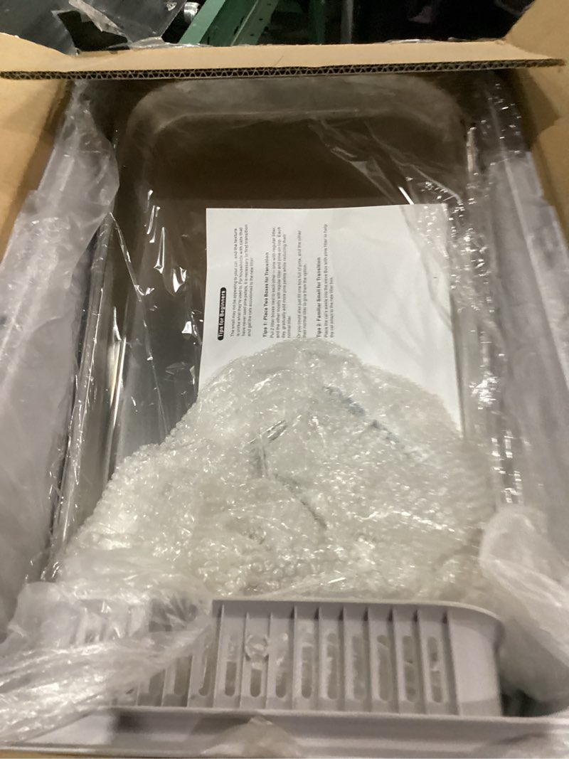 Condition photo showing As Is for 23.6x16x12'' Sifting Litter Box with 2 Drawers, Stainless Steel Drawer Litter Box with 6'' Lid & Metal Scoop, XL Cat Litter Tray, Odor-Control & Saves Clean Time, Fits Most Cats 23.6''x16''x12'' Sifting Litter Box with Drawer