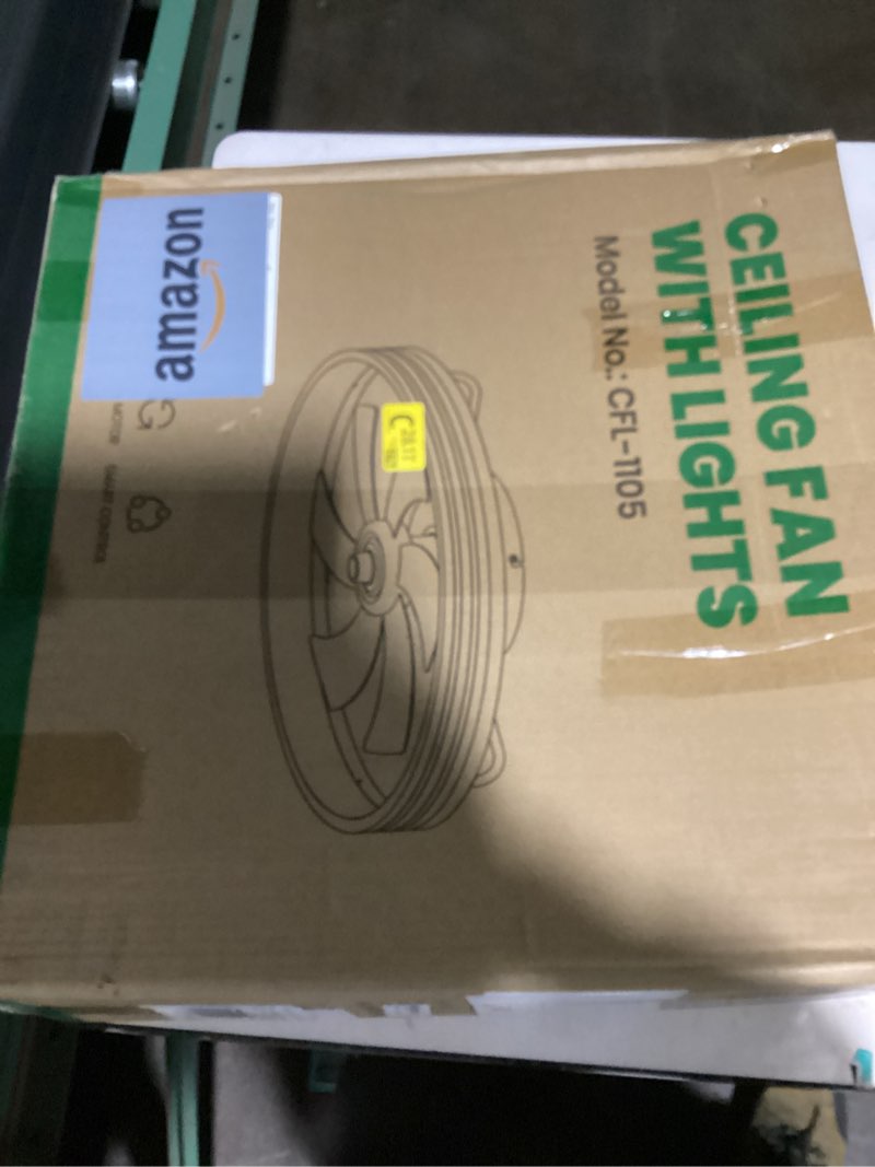 Condition photo showing Good Condition for ceiling fan with light, flush mounted ceiling fan with lights, 6 wind speeds smart low profile fan for bedroom, kids room and living room 20" (black) black-1105 20"