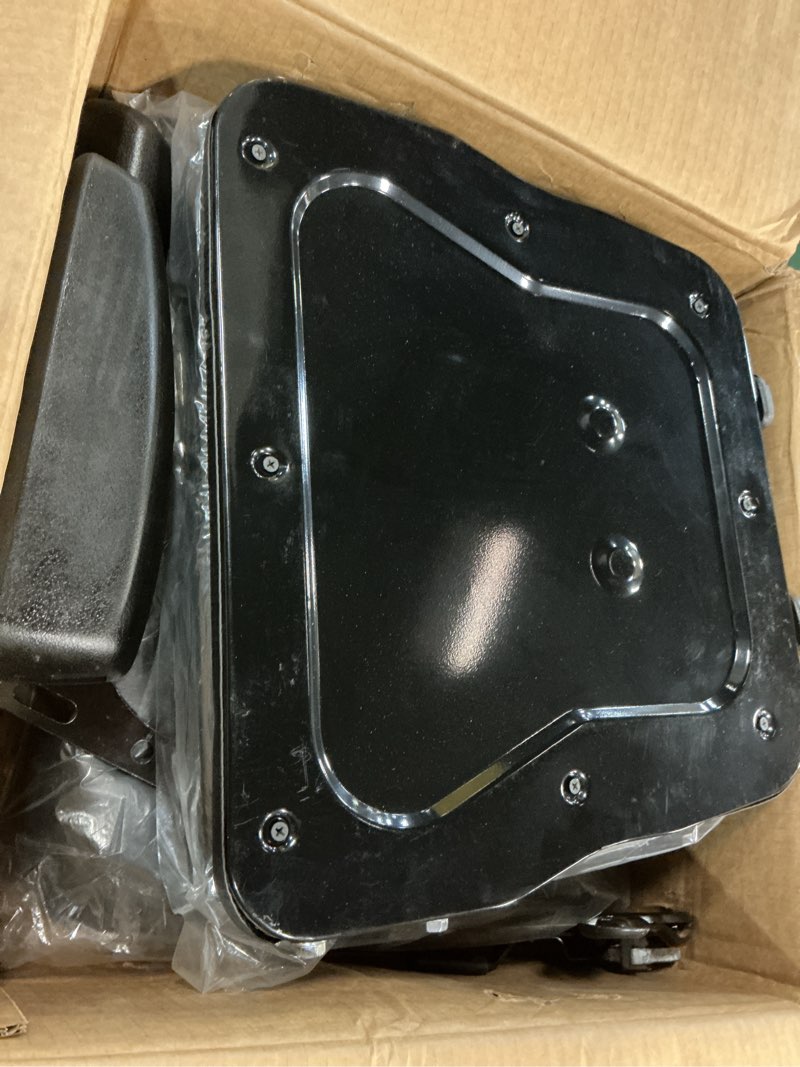 Condition photo showing Good Condition for universal tractor seat with headrest, adjustable backrest, armrests and slide rail compatible with forklifts excavators golf carts dozers tractors lawn mower (black)