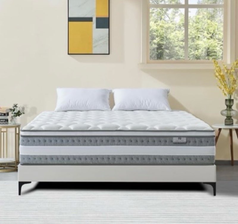naruchu king mattress, 14 inch king size hybrid mattresses with memory foam and individual pocket sp
