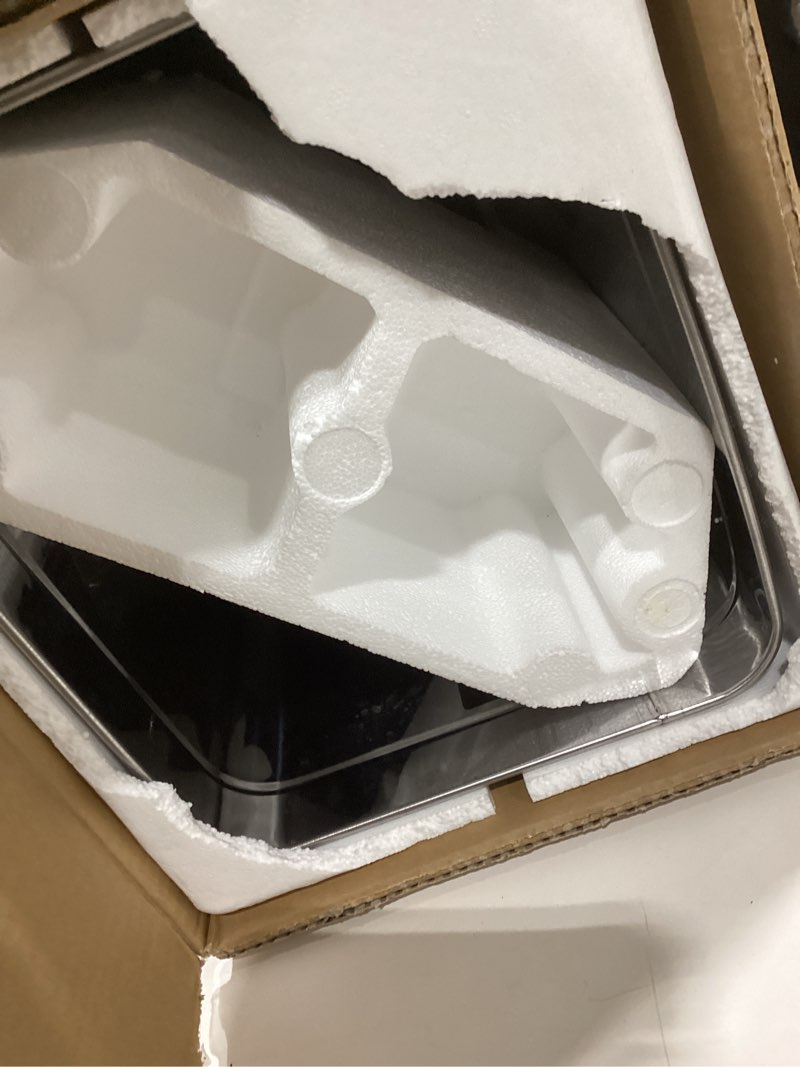 Condition photo showing As Is for iTouchless 13 Gallon Sensor Trash Can with Odor Filter, 50 Liter Automatic Kitchen Garbage Bin, Fingerprint-Proof Stainless Steel, Smart Hands-Free Motion Lid Pet-Proof Lock, Soft-Close, Matte Silver Brushed Silver