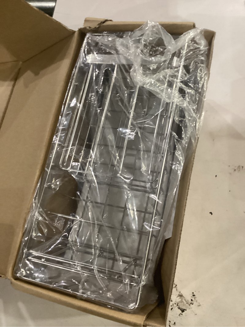 Condition photo showing Good Condition for cisily sponge holder for kitchen sink, sink caddy organizer with high brush holder, kitchen countertop organizers and storage essentials, rustproof 304 stainless steel (silver, 9.25?) silver - 9.25?