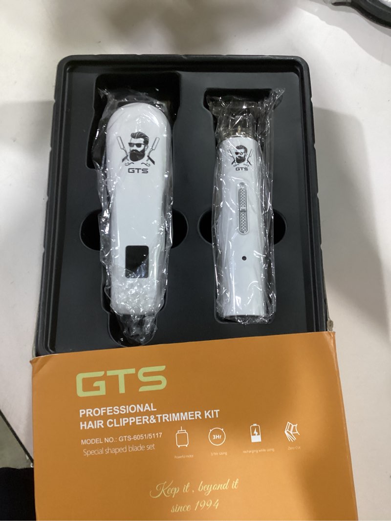 Condition photo showing New/Like New for GTSPro Hair Clippers for Men, Clippers and Trimmers Set, Barber Clippers, Electric Hair Trimmer with Box, Gifts for Men White