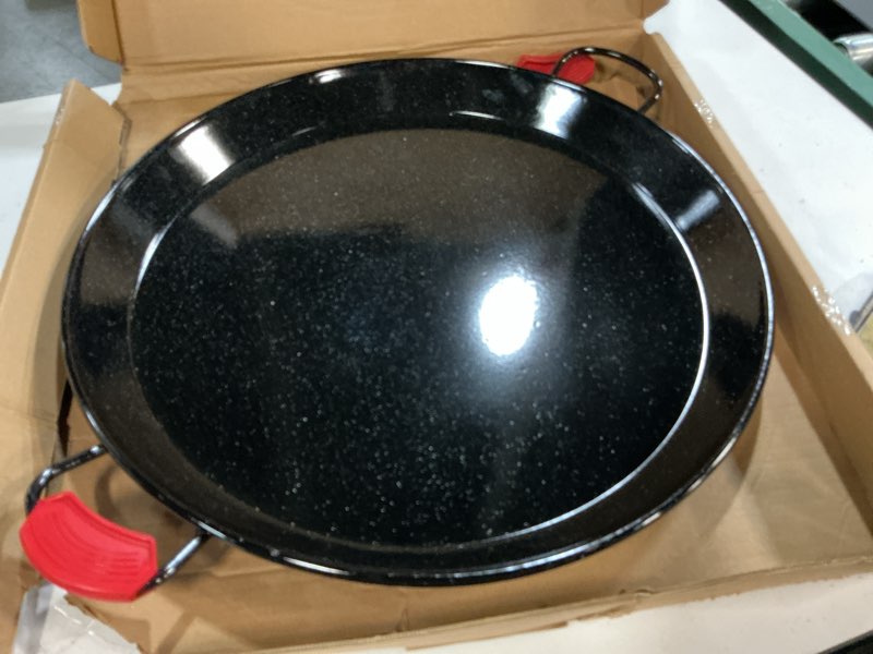 Condition photo showing Good Condition for paelluxe paella pan – enamelled, no-rust steel skillet – easy-to-clean pan for propane & gas burners – indoor & outdoor cooking cacerola paellera sarten – 13 inch, for 6 servings