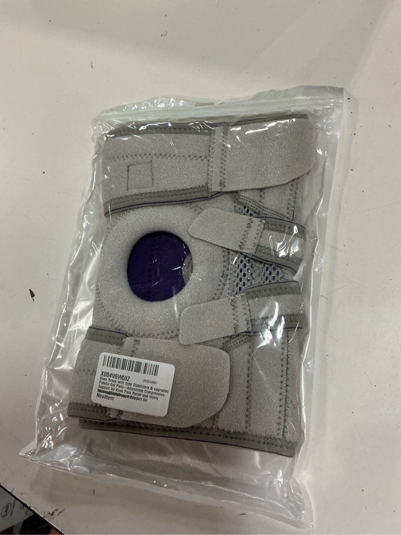 Condition photo showing New/Like New for knee brace for knee pain relief - adjustable compression support with side stabilizers & patella gel pad for men & women, for running, basketball, hiking & injury recovery (gray)