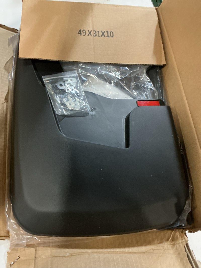 Condition photo showing As Is for kiwi master mud flaps for 2019-2024 dodge ram 1500 (with oem fender flares, not fits classic or trx), heavy duty front & rear mud guards, no drill, 4 pcs set ram with fender flares|2019-2024|no drill