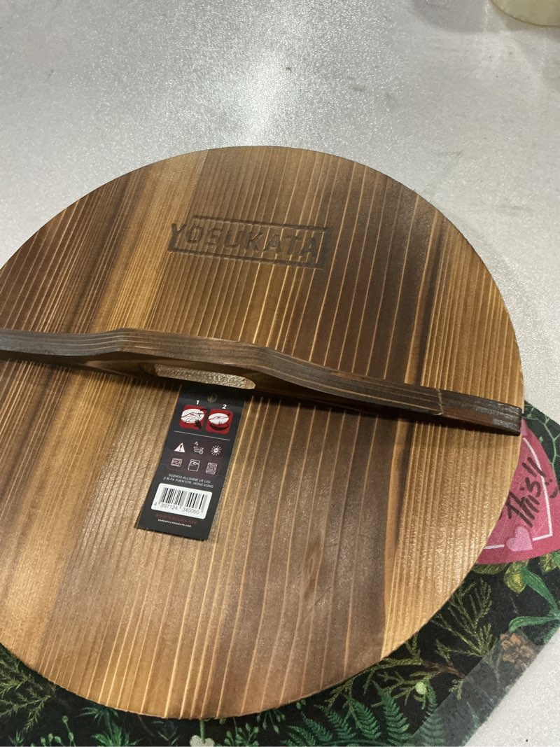 Condition photo showing Good Condition for YOSUKATA Cast Iron Wok Cover - Premium Wok Cover 14 inch Pan Lid - Wooden Wok Lid 14 in with Ergonomic Handle - Condensate-free 14 inch Pan Lid - Durable Wok Accessories for Genuine Asian Cooking 14" for wok 14"