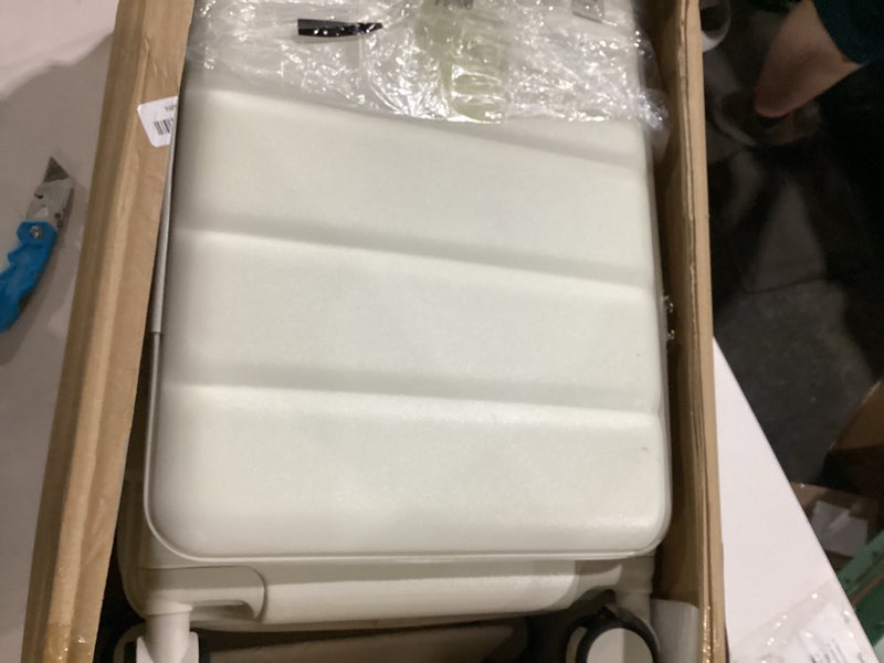 Condition photo showing As Is for expandable 20inch carry on luggage airline approved - top opening hardside travel suitcase unbreakable -with cup holder,usb charge,side pothook, 360°spinner wheels, tsa lock-white milky white 20 inch-ext