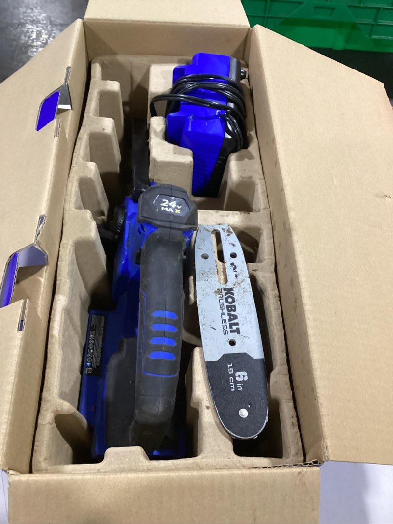 Condition photo showing As Is for Kobalt 24-volt 6-in Battery Chainsaw Battery Not Included