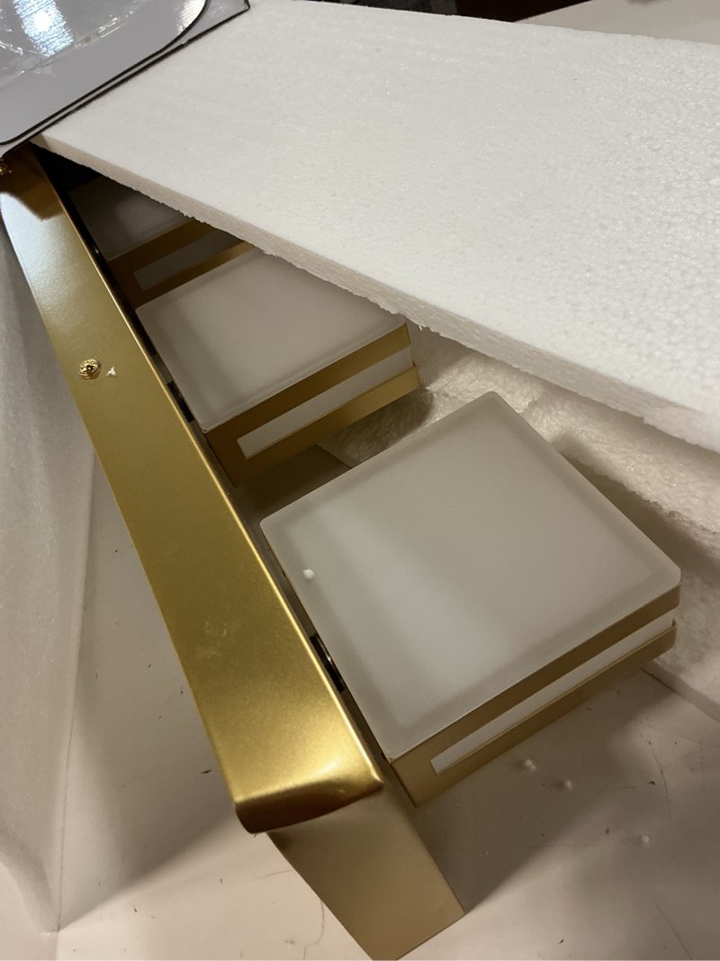 Condition photo showing Good Condition for izorro led modern bathroom lights fixtures(4-light,dimmable,360°rotate),brushed glod acrylic wall lighting,vanity lights for bathroom over mirror - 6000k 24in ?no assembly required? gold 4 - light