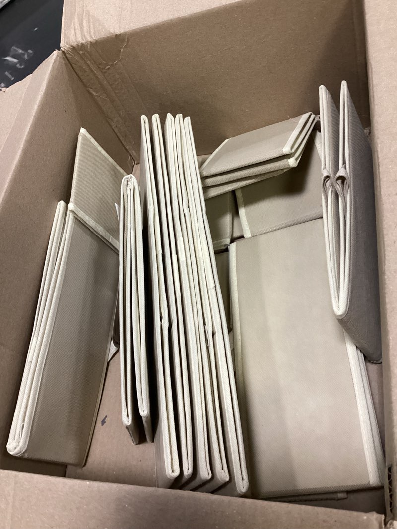 Condition photo showing Good Condition for dimj drawer organizer clothes, 12 pack dresser organizer, foldable closet organizers and storage, fabric dresser bins, drawer dividers for nursery, baby clothes, underwears, sock (beige) beige 12 pack