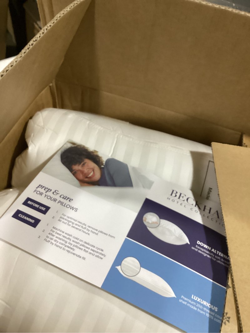 Condition photo showing New/Like New for Beckham Hotel Collection Bed Pillows Standard/Queen Size Set of 2 - Original Soft Down Alternative Pillow for Sleeping - Soft Support for Back, Stomach or Side Sleepers Queen / Standard White