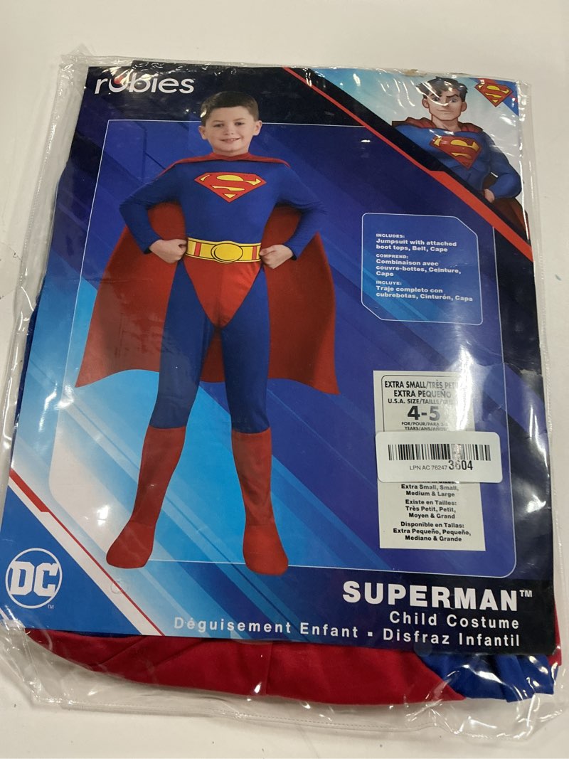 Condition photo showing New/Like New for Rubies DC Comics Superheroes: Superman Costume for Kids Toddler Costume