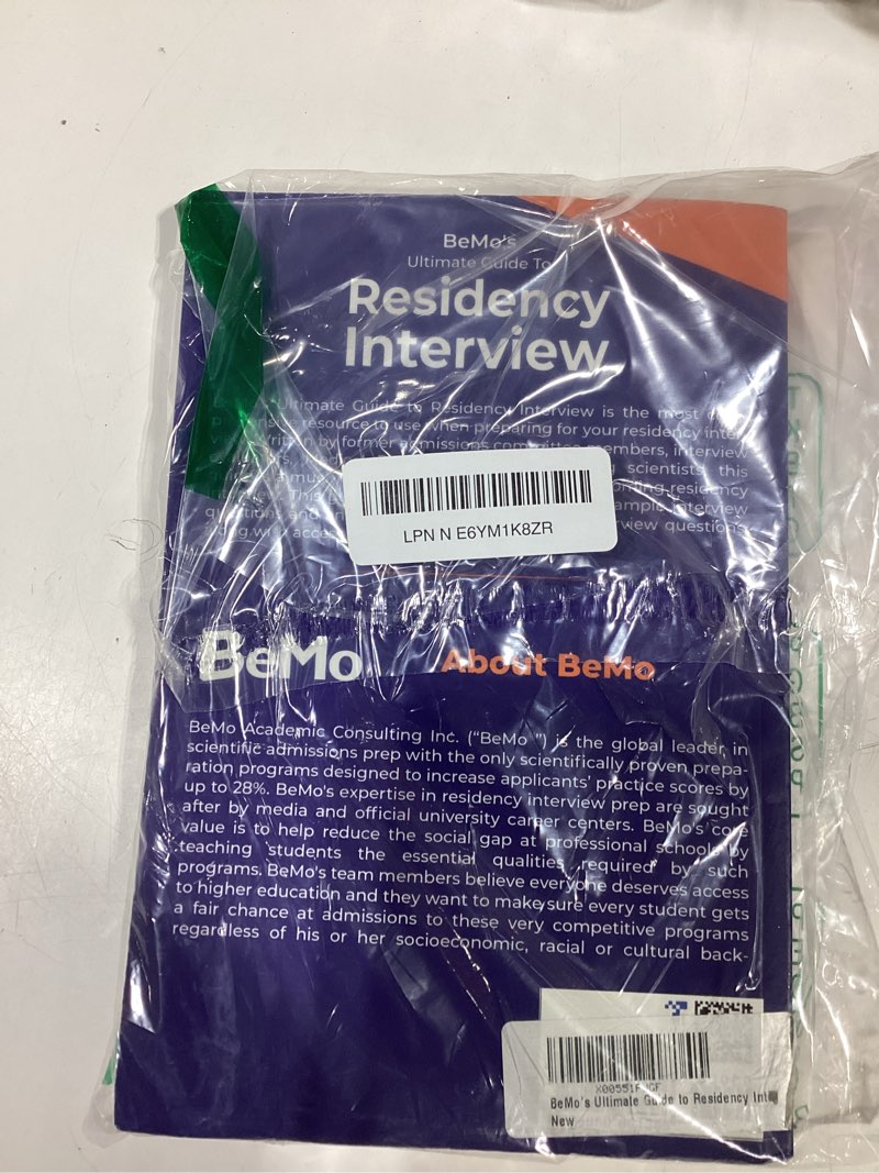 Condition photo showing As Is for bemo's ultimate guide to residency interview: how to ace your residency interview without memorizing any sample questions