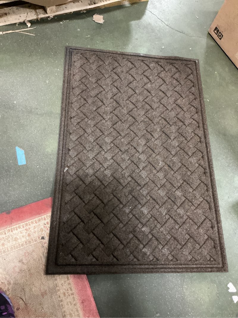 Condition photo showing As Is for LEKEEPGO Door Mat Outside Entrance, Absorbent Indoor Outdoor Front Door Mats, Muddy Dirt Resist Outdoor Doormat, Non Slip Backing Low Profile Entryway Entry Floor Welcome Mat, 17"x29", Grey 17"x29.5" Grey
