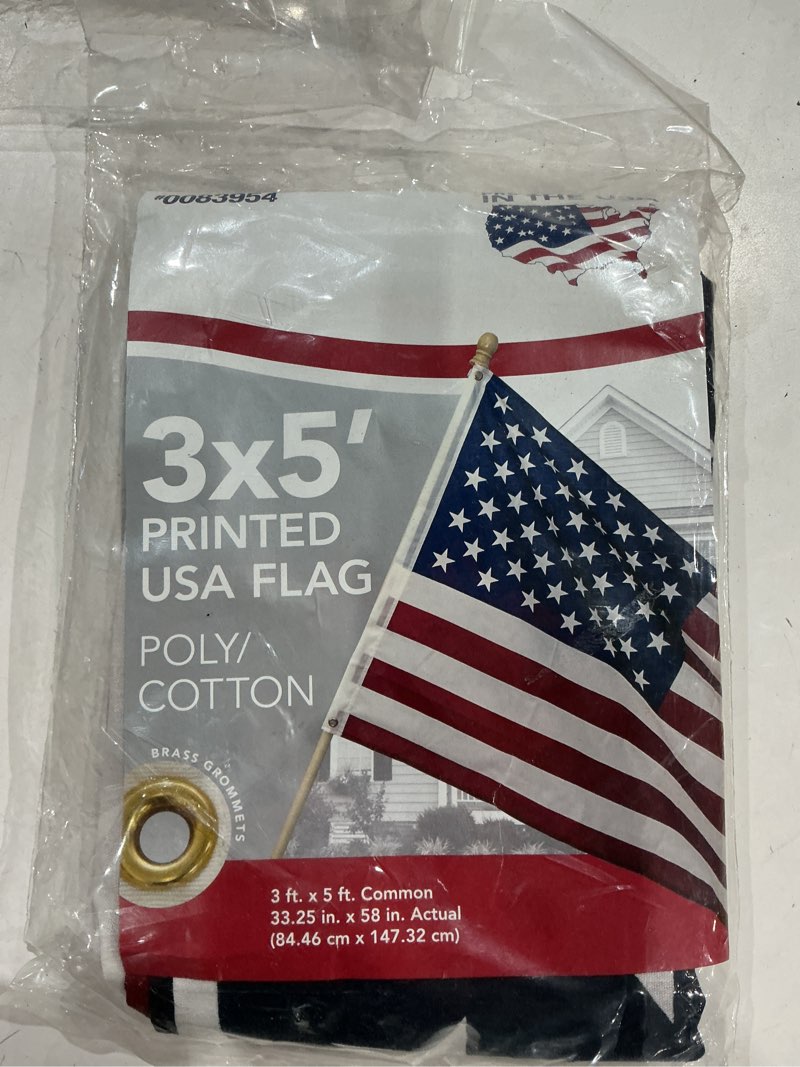 Condition photo showing Good Condition for independence flag 5-ft w x 2.875-ft h american flag