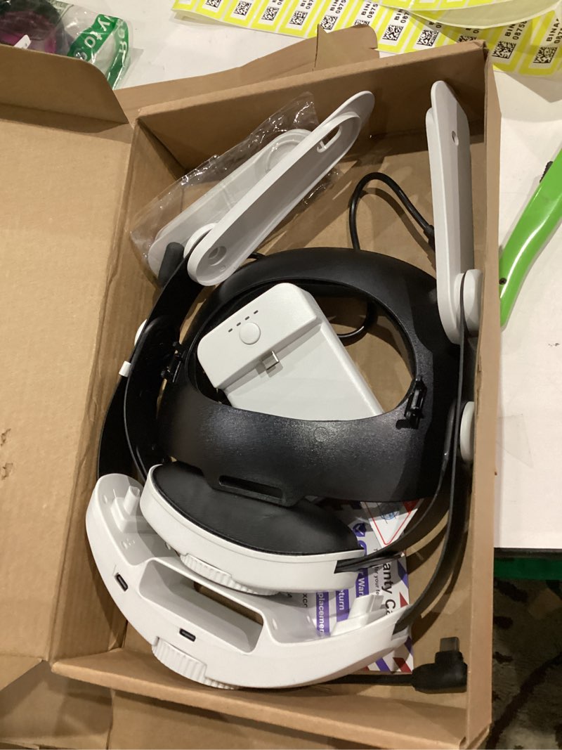 Condition photo showing As Is for Hot-Swappable Head Strap for Quest 2/Quest 3/Quest 3S, 7500mAH Detachable Pack, Extra 3-4 Hours Playtime, Double Knobs, Soft Cushion, Reduces Head Pressure, Enhanced Comfort and Support White-With One Battery