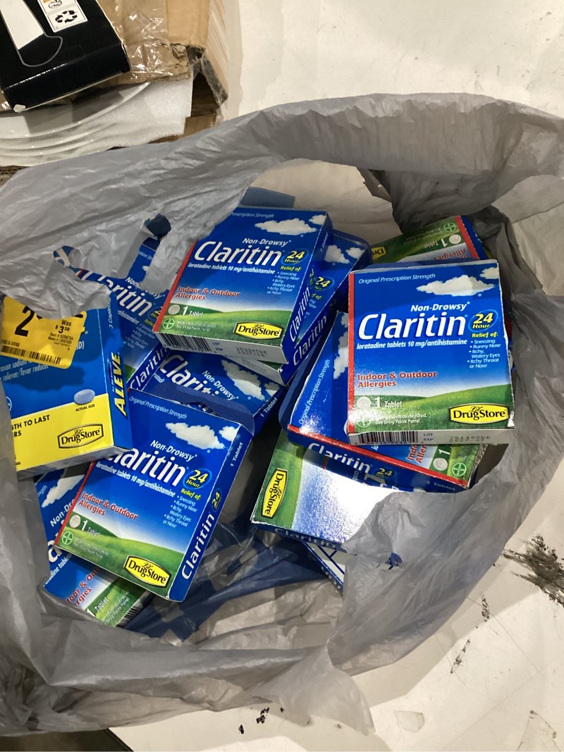 Condition photo showing As Is for assorted claritin & aleve samples