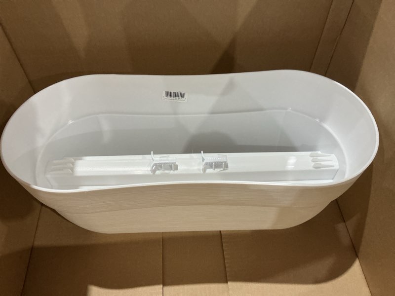 Condition photo showing Good Condition for bloomers railing planter with drainage holes – 24" weatherproof resin planter – polyethylene plastic - white white 24.3 × 10.5 × 9.5 inches
