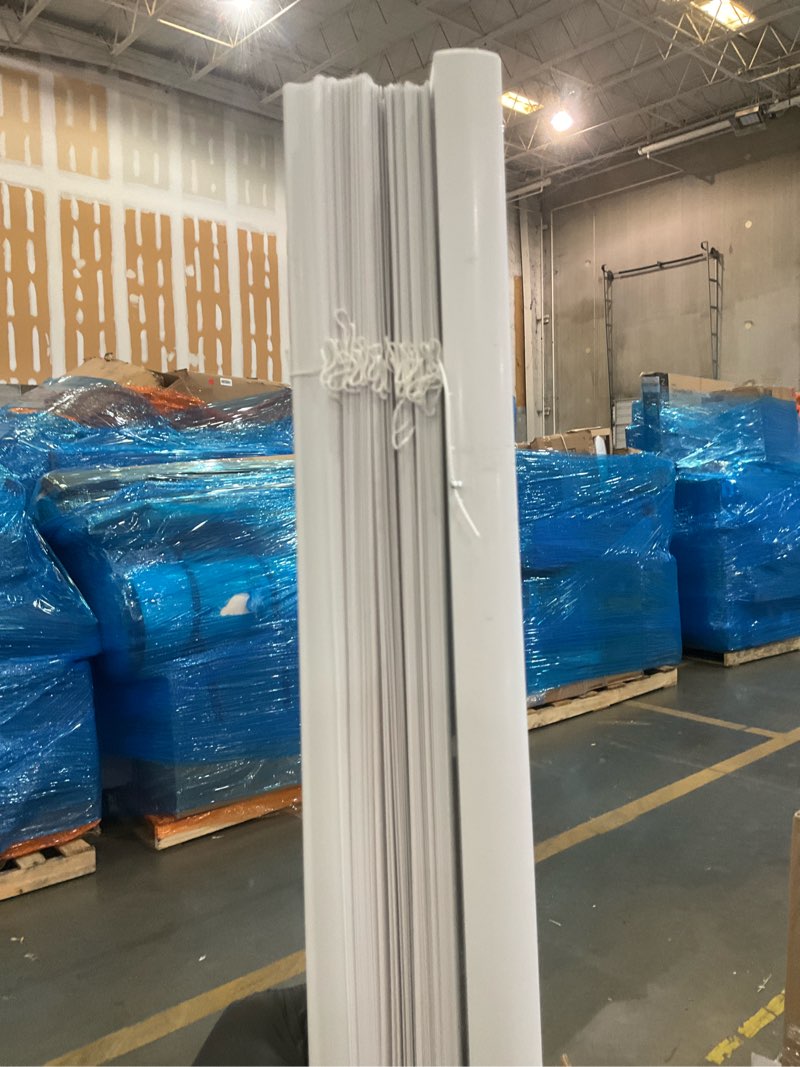Condition photo showing As Is for project source light filtering 1-in slat width 45-in x 64-in cordless white vinyl light filtering mini-blinds