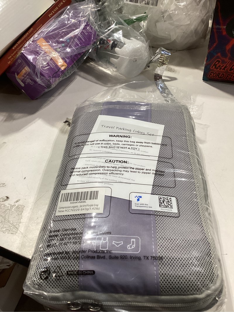 8 set compression packing cubes for travel essentials,compressible expandable packing cubes for suitcase,olarhike luggage organizer bags for travel,handy helper for organizing clothes(purple gray) purple gray 8 set