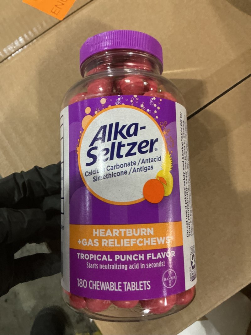 Condition photo showing New/Like New for (Exp 2026-04) Alka-Seltzer Heartburn + Gas ReliefChews, Antacid + Antigas Chews for Fast Heartburn Relief, Gas, and Acid Indigestion Relief On the Go, 180 Ct