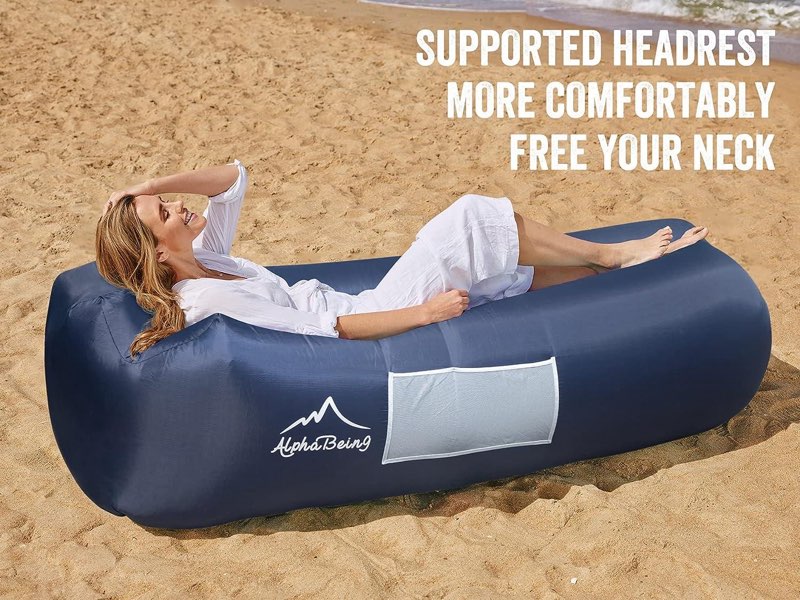 alphabeing inflatable lounger beach chair accessories, air sofa hammock inflatable couch for camping