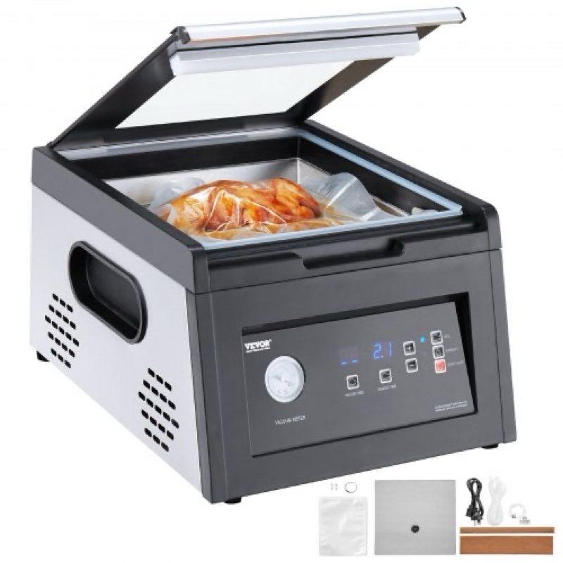 vevor chamber vacuum sealer, 380w vacuum pump power, sealing bag packing machine for wet foods, meat
