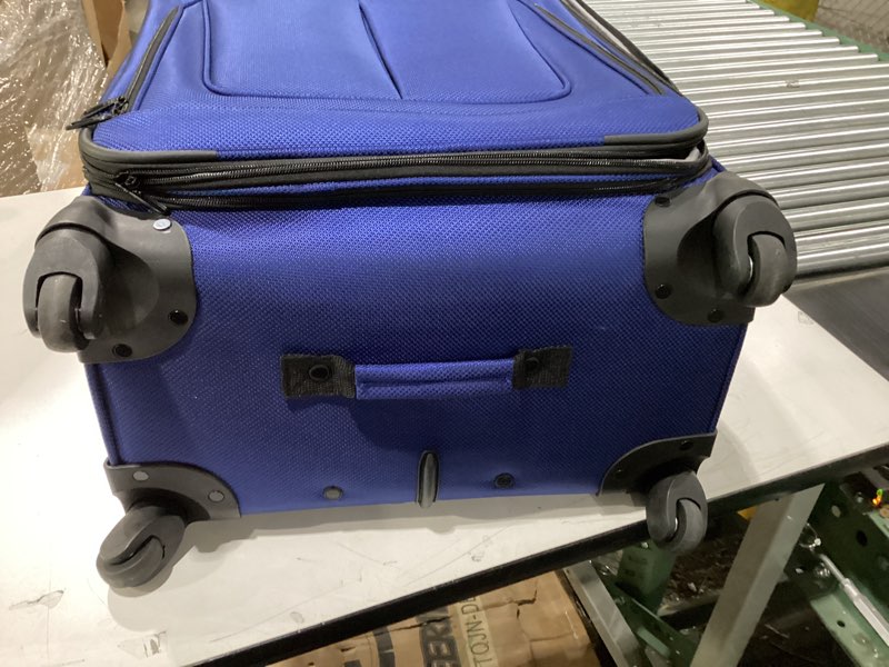 Condition photo showing As Is for SwissGear Sion Softside Expandable Luggage – Large Checked Suitcase with 360 Degree Wheels & Retractable Handle – 29 Inch, Perfect for 7-9 Night Trips – navy