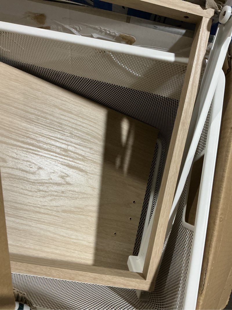Condition photo showing As Is for origin 21 edda 23.78-in x 11.57-in x 16.82-in natural oak large drawer unit