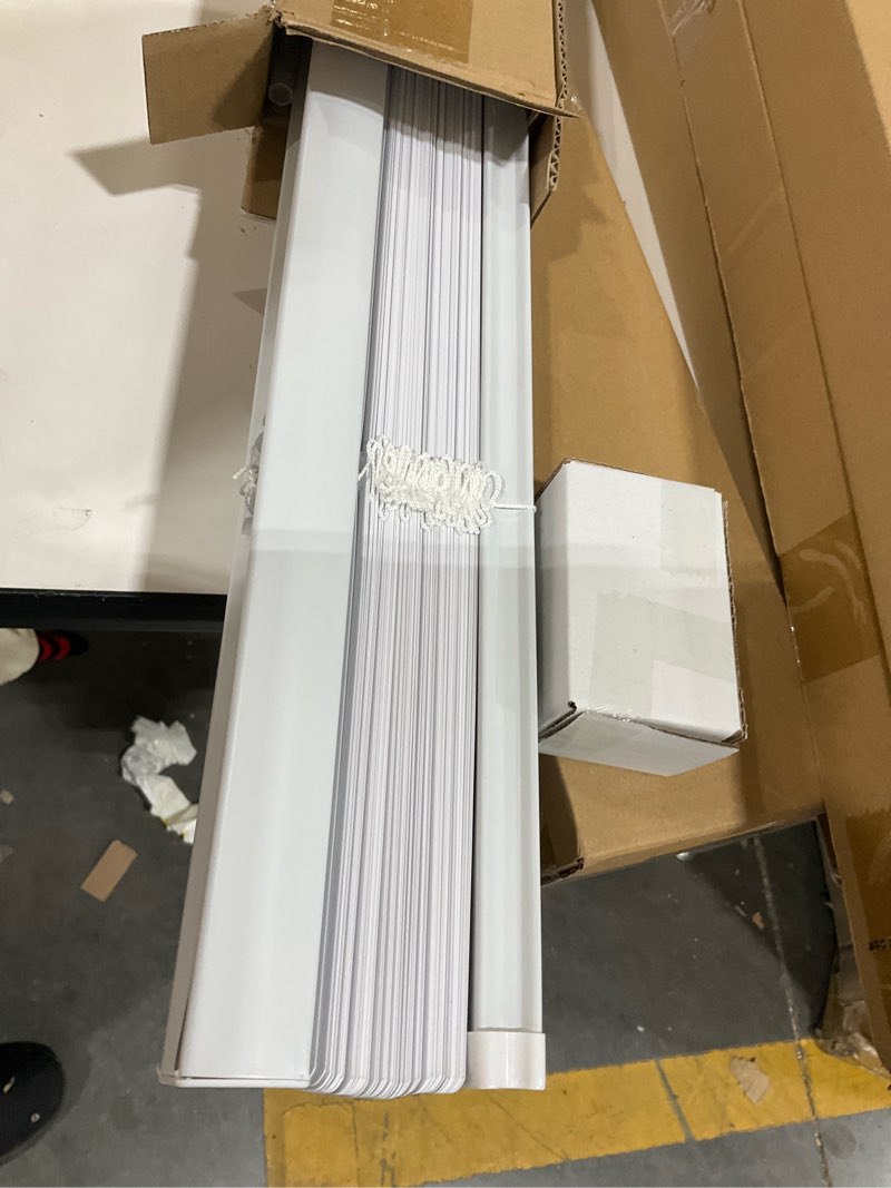 Condition photo showing item condition for LOTUS & WINDOWARE Cordless 1" Premium Vinyl Mini Blind, 39" Wide x 64" Long, White, Smooth, Room Darkening, Horizontal Blinds for Living Room, Bedroom, Interior Door Windows 39"W x 64"H White