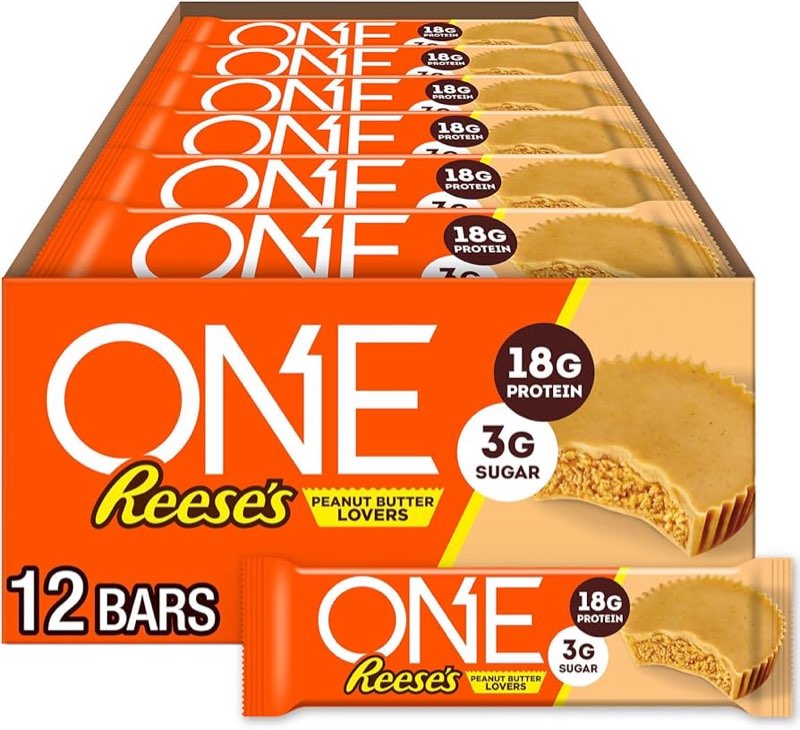 (Best by 02/2026) ONE Protein Bars, Reese's Peanut Butter Lovers, Gluten Free with 18g Protein and 3g Sugar, Pantry St