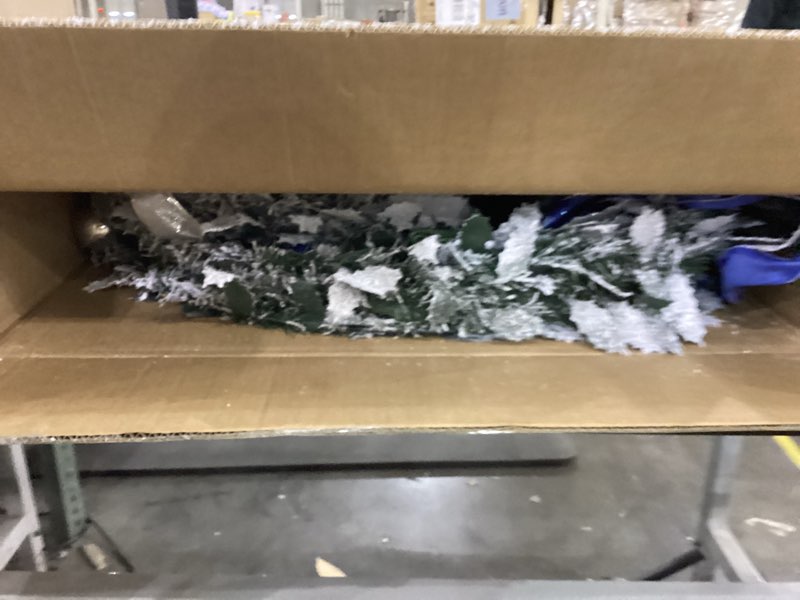 Condition photo showing As Is for 7ft Smart Flocked Pre-lit Christmas Tree with 250 LED Lights, App & Remote Control, Valentine's Day Decorations, Foldable Metal Stand, Valentine Tree for Indoor Home Office Party Decorations