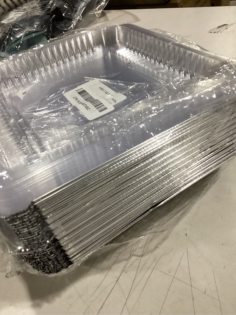Condition photo showing New/Like New for (35 Pack) 8x8 Aluminum Pans with Clear Plastic Lids - Square Baking Cake Pans - Foil Pans with Lids - Disposable Food Containers Great for Cooking, Heating, Storing, Prepping Food