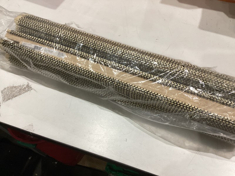 Condition photo showing Good Condition for ECLIPSE Bamboo Roman Shades for Windows 23 in Wide x 72 in Long, Semi-Privacy Light-Filtering Cordless Blinds Bedroom, Living Room, Safe for Kids & Pets, Easy Mounting Interior Blinds, Natural/Black Natural/Black 23"W x 72"H