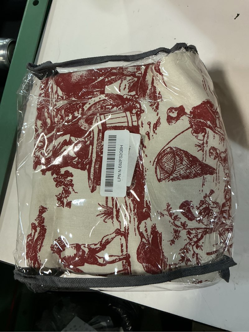 Condition photo showing Good Condition for red sheer curtains 96 inches long for sliding glass door 2 panel set ranch style semi black out toile floral pattern print design light filtering drapes for bedroom living room patio 8ft 8 foot length 40x96 red
