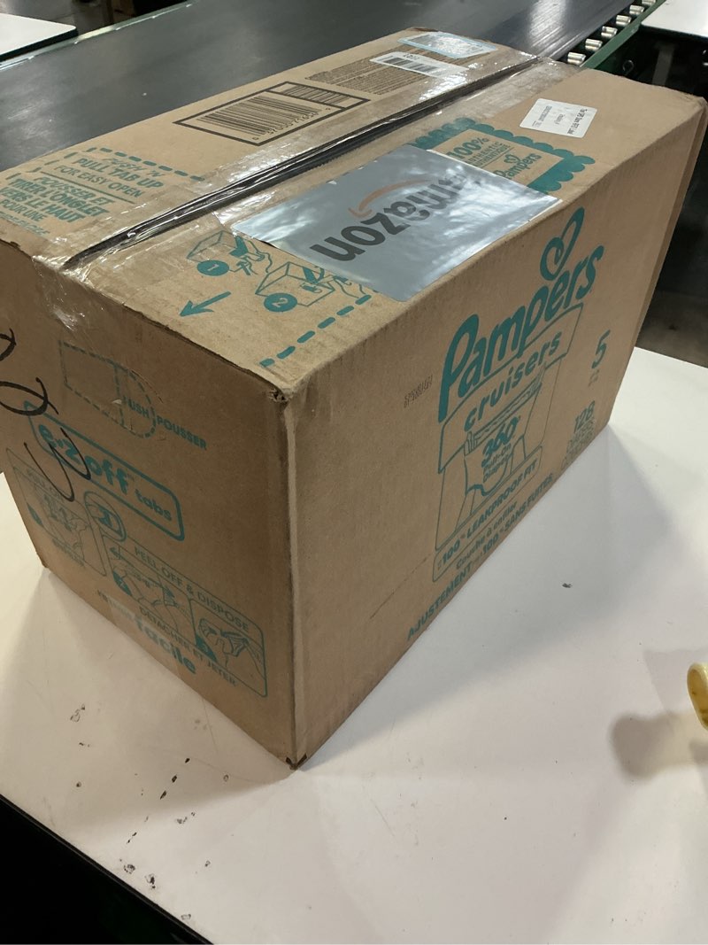 Condition photo showing New/Like New for Pampers Diapers - Cruisers 360 - Size 5, 128 Count, Babyproof up to 100% Leakproof Pull-On Diaper Size 5 128
