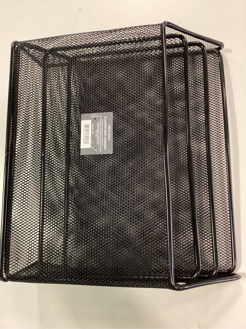 Condition photo showing Good Condition for Brenton Studio™ Metro Mesh 3-Tier Organizer  11 1/2 H x 12 3/4 W x 3 1/2 D  Black