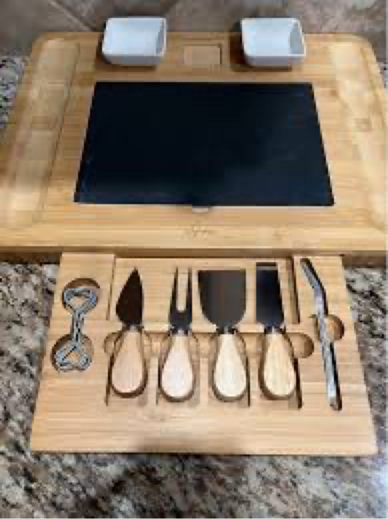 Bamboo Charcuterie Boards (25"×12"×1.3") and Knife Set for Outdoor & Kitchen, Unique Women Gifts for Christmas, Wedding, Thanksgiving, Anniversary, House Warming Gifts New Home…