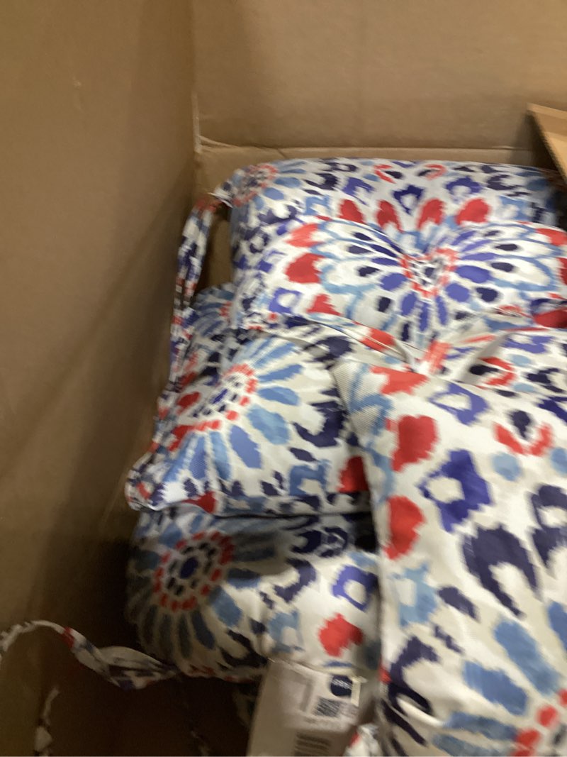 Condition photo showing Good Condition for arden plush indoor/outdoor rocking chair cushion set, 18 x 20, water repellent, fade resistant, tufted cushion for rocking chairs clark blue rocking chair cushion clark blue