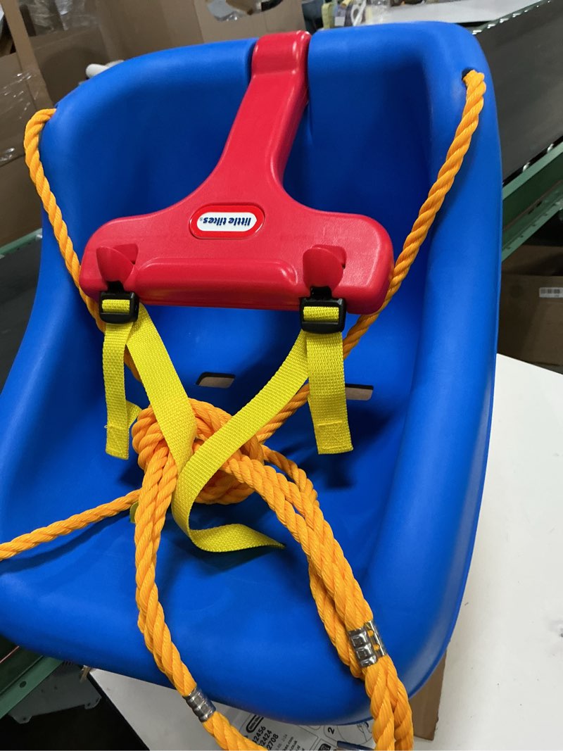 Condition photo showing Good Condition for little tikes snug 'n secure blue swing with adjustable straps, 2-in-1 for baby and toddlers ages 9 months - 4 years