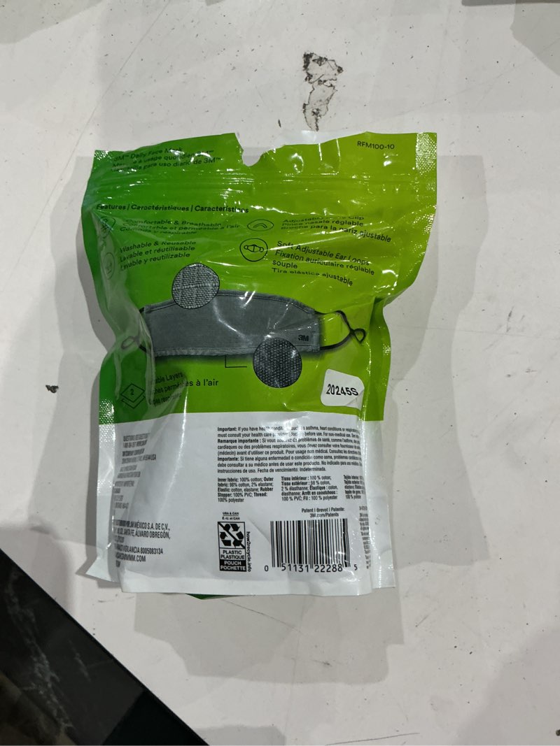 Condition photo showing Good Condition for 3m daily face mask 10-pack reusable cotton not rated one size fits most all- purpose face mask