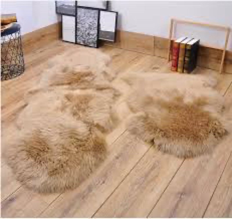 HUAHOO Premium Genuine Sheepskin Rug Brown Real Australia Sheepskin Natural Luxury Fluffy Lambskin F