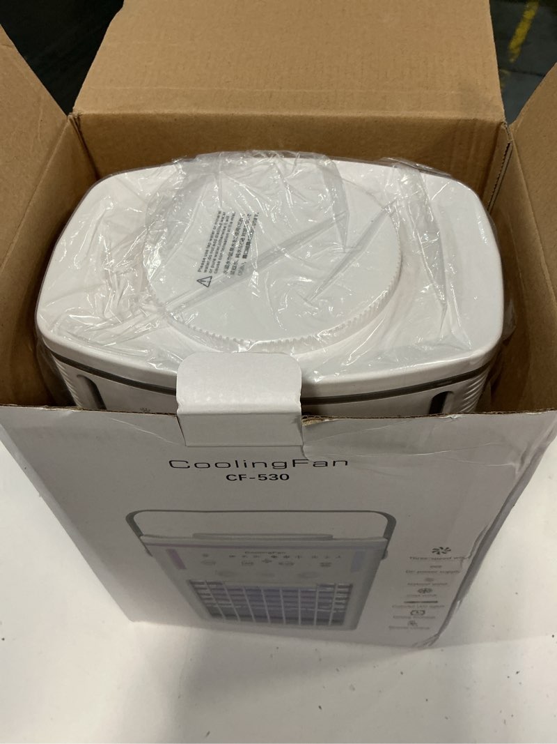Condition photo showing New/Like New for 2026 new 1500ml small portable air conditioner fan, cooling fan for bedroom with 3 modes & 3 speeds, for office, camping, coffee table & travel, with 7-color led light & remote control(1pcs)