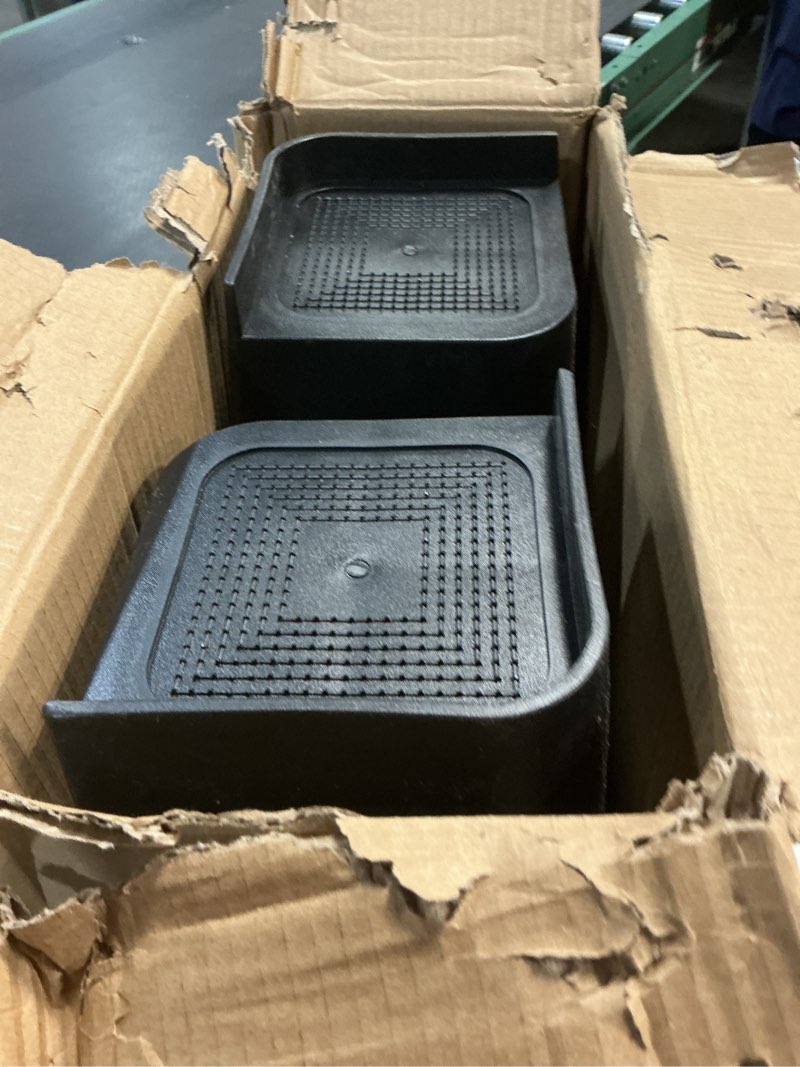 Condition photo showing Good Condition for bed risers 1 inch, 2 inch, 3 inch, 4 inch, 6 inch, 8 inch heavy duty, oversized furniture riser for couch sofa table chair leg frame dorm, support up to 6000 lbs (black 8 pack, 8 inch)- 9 black 8 pack 8 inch
