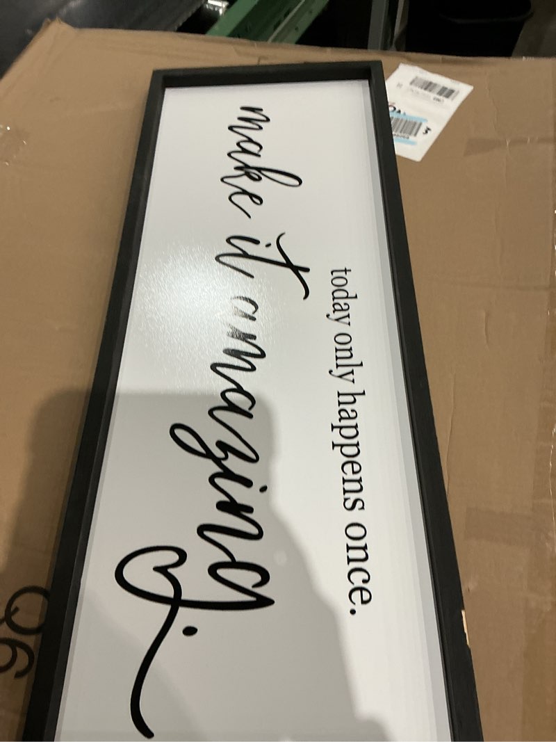 Condition photo showing Good Condition for rlwangchao today only happens once make it amazing wall art decor 32x12 inch large inspirational quote sign rustic living room vintage wood frame office motivational home wall hanging (black)
